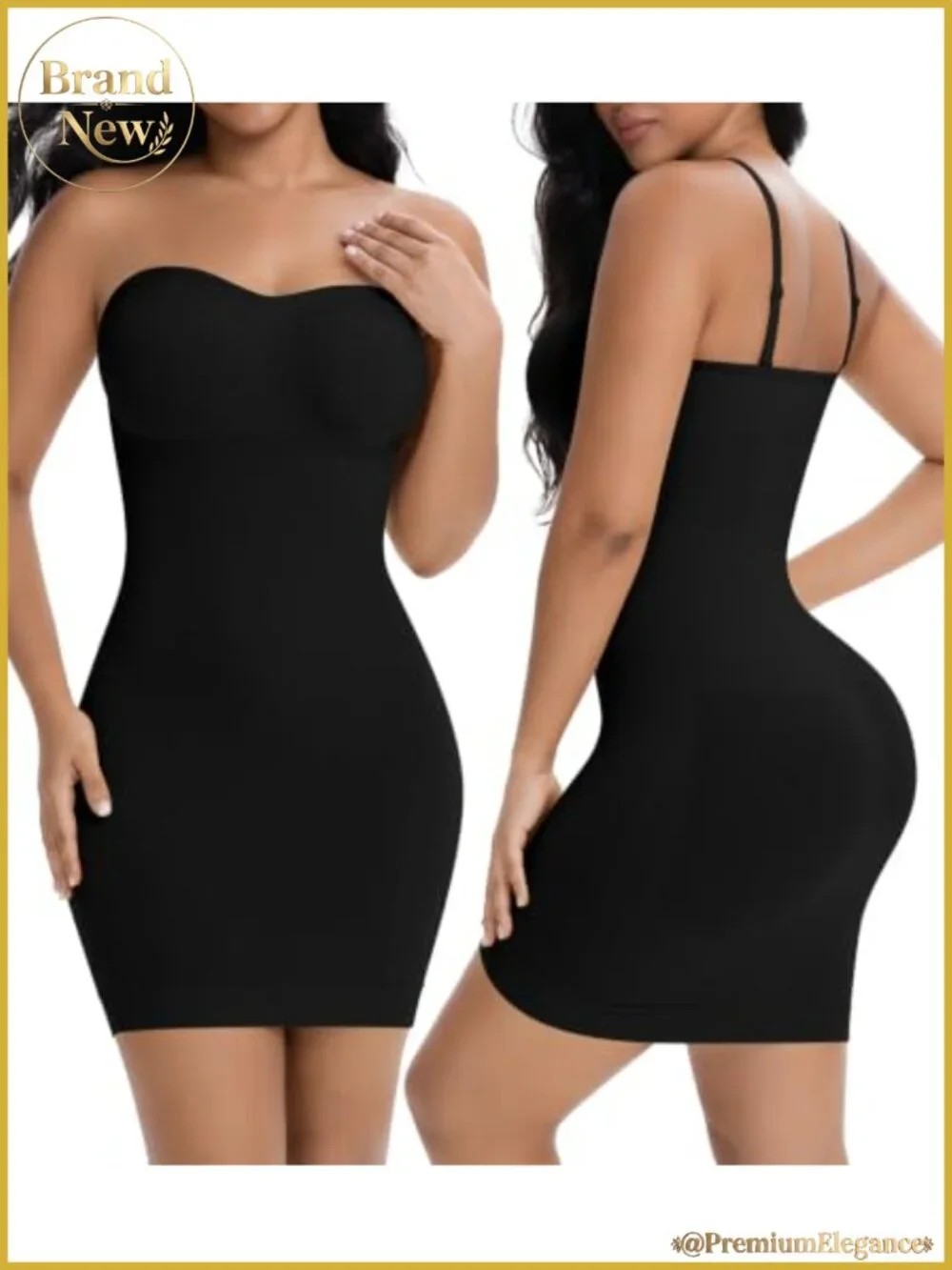 Strapless Shapewear Slip Dress with Built-in Bra, Tummy Control Body Shaper for